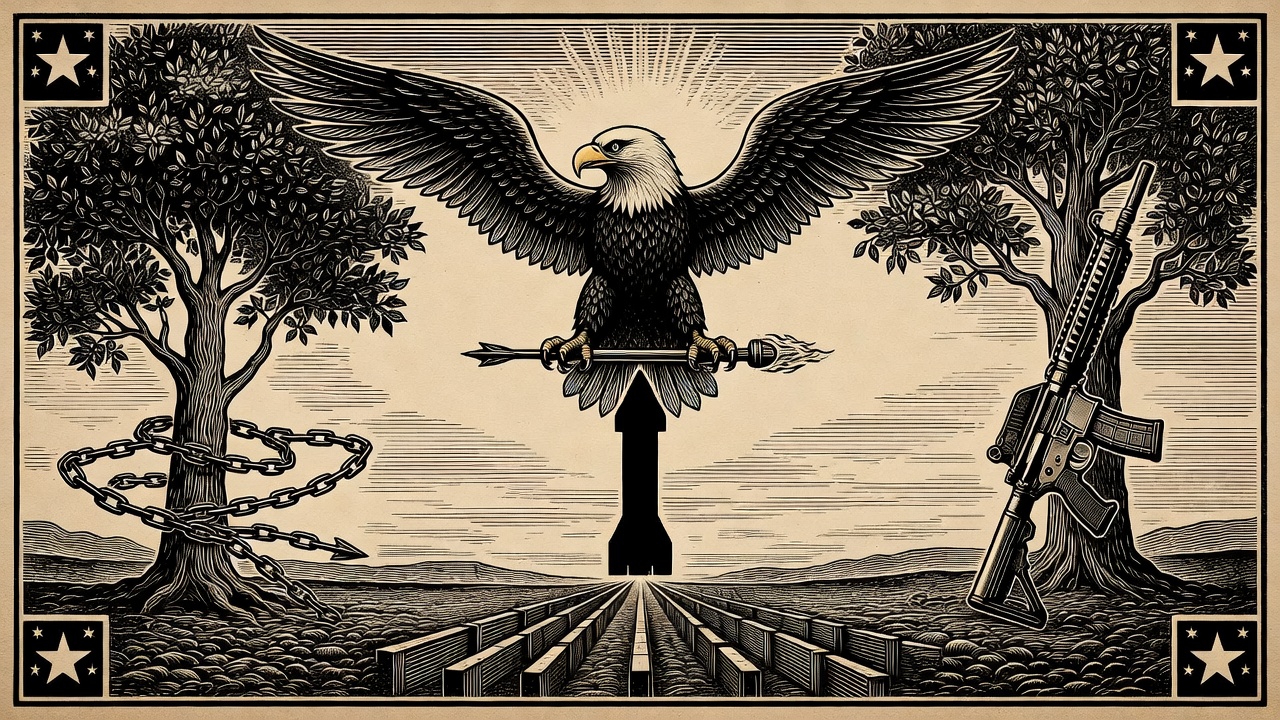 Patriotic banner divider with eagle, torch, and 2026